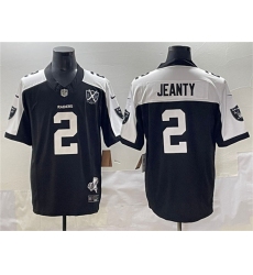 Men's Las Vegas Raiders #2 Ashton Jeanty Black White 2025 Draft F.U.S.E. With Nevada Silver Stat And 65th Anniversary Football Stitched Jersey