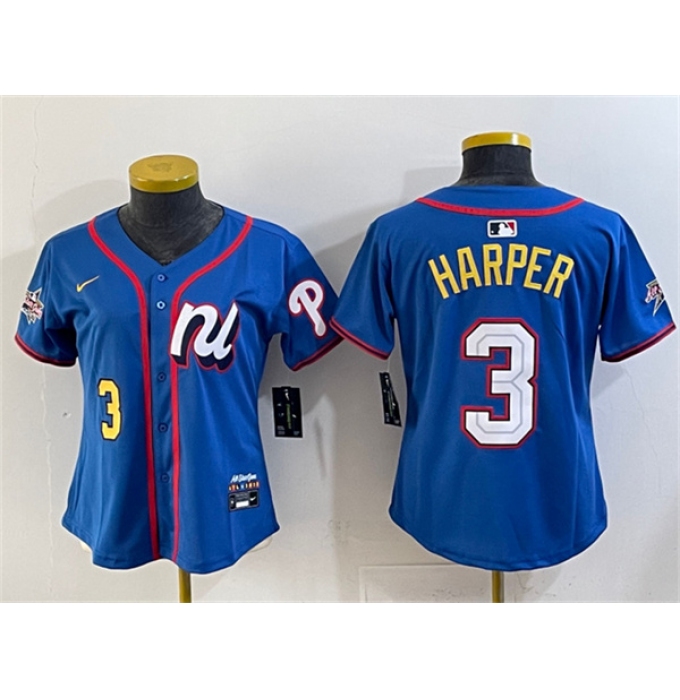 Women's National League #3 Bryce Harper Blue 2025 All-Star Edition Limited Stitched Baseball Jersey(Run Small)