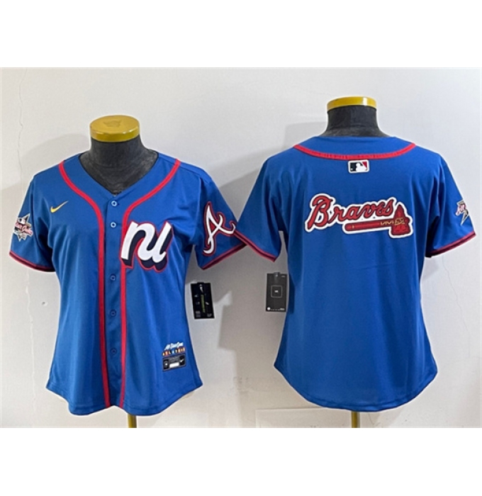 Women's National League Atlanta Braves Team Big Logo Blue 2025 All-Star Edition Limited Stitched Jersey(Run Small)