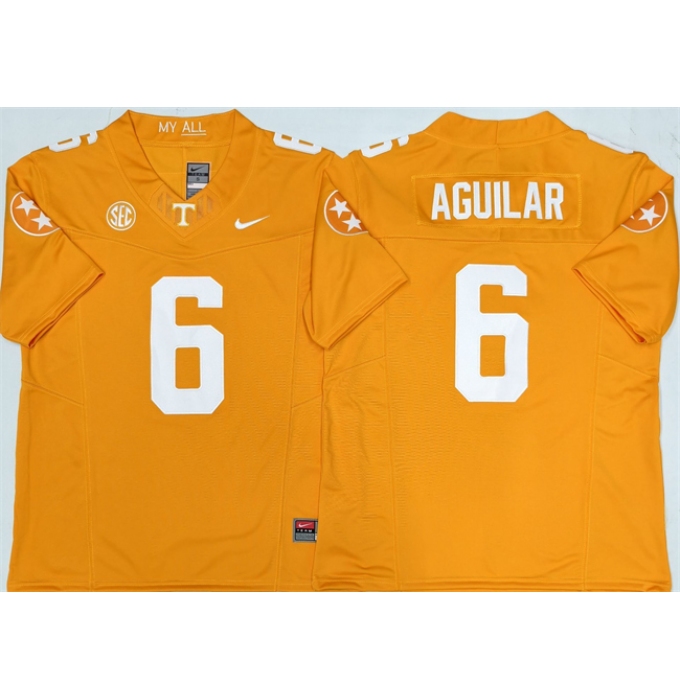 Men's Tennessee Volunteers #6 Joey Aguilar Orange 2025 F.U.S.E. Stitched Jersey