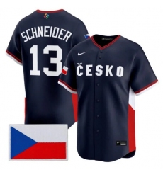 Men's Czech Republic Baseball #13 Martin Schneider Nike Navy 2026 World Baseball Classic Jersey