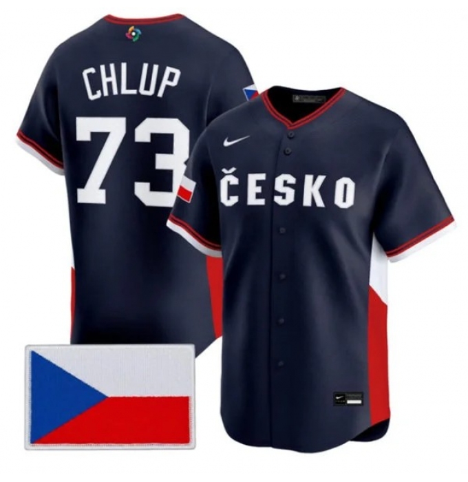 Men's Czech Republic Baseball #73 Marek Chlup Nike Navy 2026 World Baseball Classic Jersey