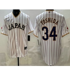 Men's Japan #34 Masataka Yoshida White 2026 World Baseball Classic Cool Base Jersey