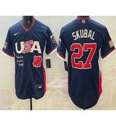 Men's USA Undefeated #27 Tarik Skubal Navy 2026 World Baseball Classic Cool Base Jersey