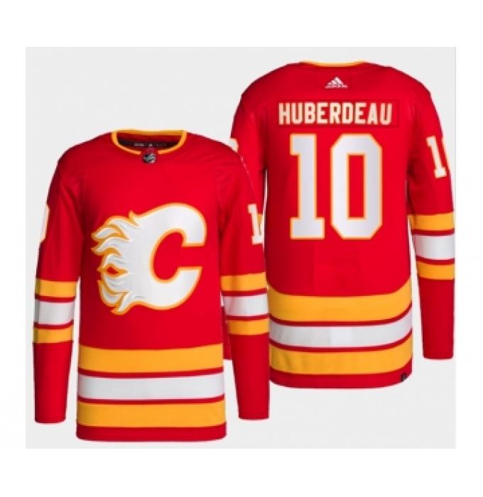 Men's Calgary Flames #10 Jonathan Huberdeau Red Stitched Jersey