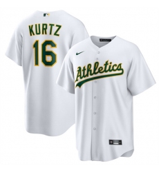 Men's Oakland Athletics #16 Nick Kurtz White Cool Base Stitched Jersey
