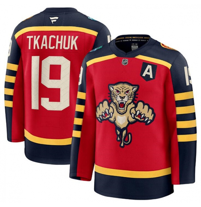 Men's Florida Panthers #19 Matthew Tkachuk Red 2026 Winter Classic Stitched Hockey Jersey