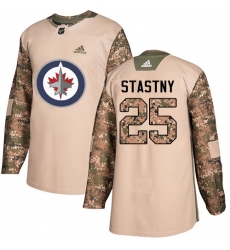Youth Adidas Winnipeg Jets #25 Paul Stastny Authentic Camo Veterans Day Practice NHL Jersey