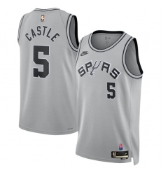 Men's San Antonio Spurs #5 Stephon Castle Silver 2026-27 Classic Edition Stitched Basketball Jersey