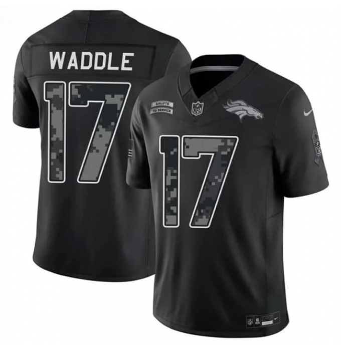 Men's Denver Broncos #17 Jaylen Waddle Black 2026 F.U.S.E. Salute to Service Limited Stitched Football Stitched Jersey
