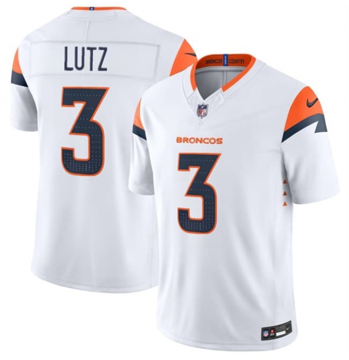 Men's Denver Broncos #3 Wil Lutz White 2026 F.U.S.E. Vapor Limited Stitched Football Jersey