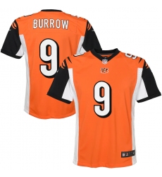 Youth Cincinnati Bengals #9 Joe Burrow Nike Orange 2020 NFL Draft First Round Pick Game Jersey.webp