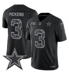 Men's Dallas Cowboys #3 George pickens Black 2026 F.U.S.E. Salute to Service Limited Stitched Football Jersey