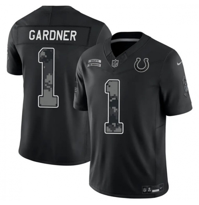 Men's Indianapolis Colts #1 Sauce Gardner Black 2026 F.U.S.E. Salute to Service Limited Football Stitched Jersey