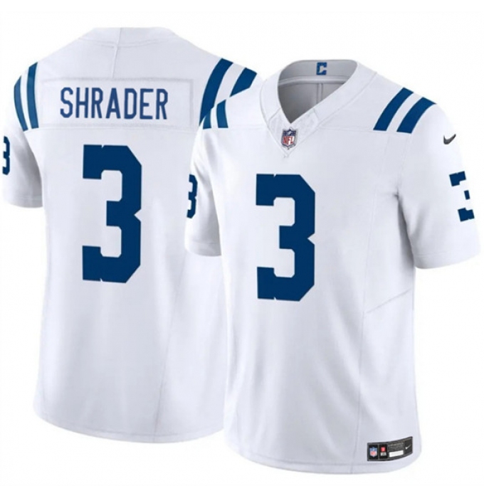 Men's Indianapolis Colts #3 Spencer Shrader White 2025 F.U.S.E. Vapor Limited Football Stitched Jersey