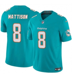 Men's Miami Dolphins #8 Alexander Mattison Aqua 2025 F.U.S.E. Vapor Limited Football Stitched Jersey