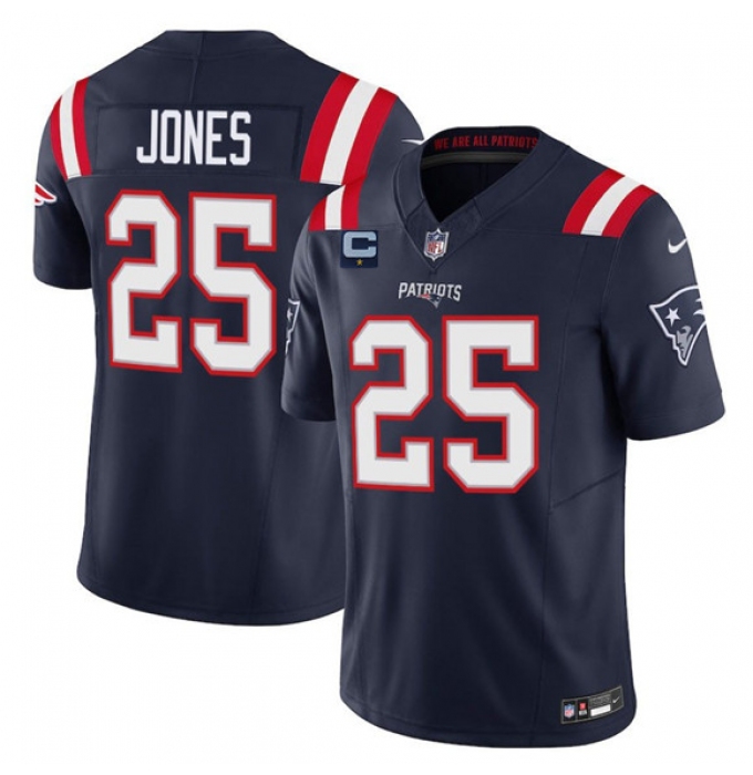 Men's New England Patriots #25 Marcus Jones Navy 2025 F.U.S.E. With 1-Star C Vapor Limited Stitched Jersey