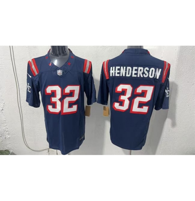 Men's New England Patriots #32 TreVeyon Henderson Navy F.U.S.E. Vapor Limited Football Stitched Jersey