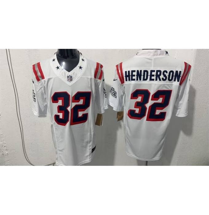 Men's New England Patriots #32 TreVeyon Henderson White F.U.S.E. Vapor Limited Football Stitched Jersey
