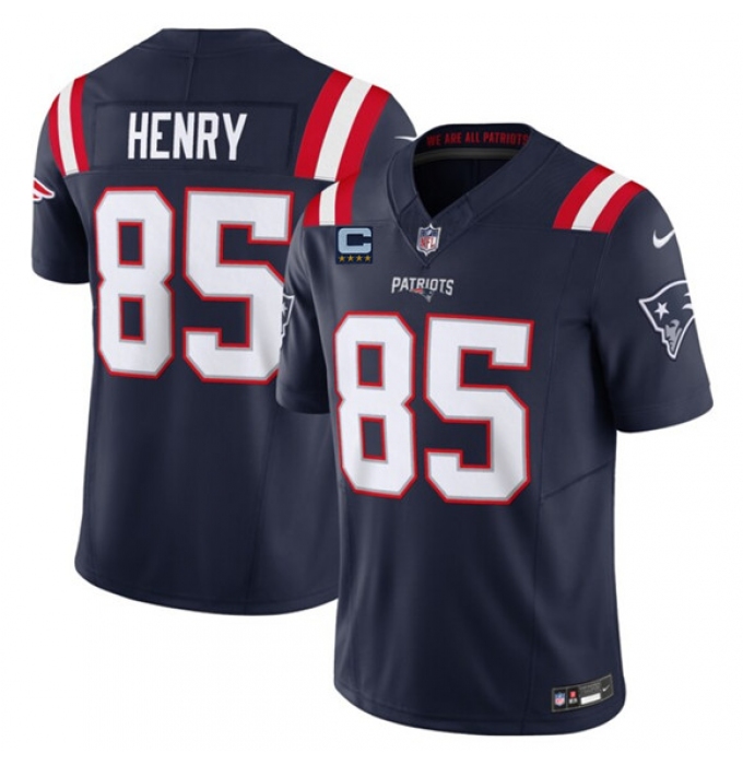 Men's New England Patriots #85 Hunter Henry Navy 2025 F.U.S.E. With 4-Star C Vapor Limited Stitched Jersey