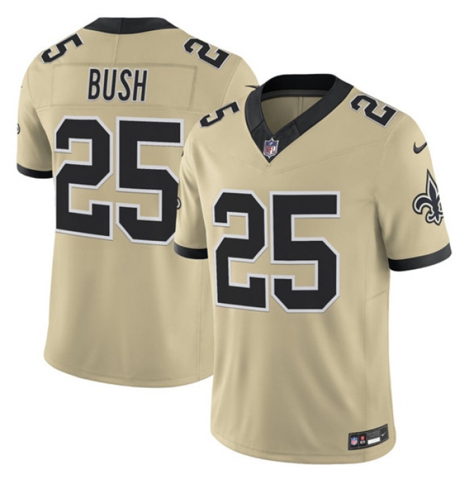 Men's New Orleans Saints #25 Reggie Bush Gold 2025 F.U.S.E. Alternate Vapor Limited Football Stitched Jersey