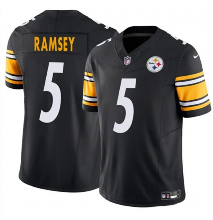 Youth Pittsburgh Steelers #5 Jalen Ramsey Black 2023 F.U.S.E. Vapor Untouchable Limited Football Stitched Jersey