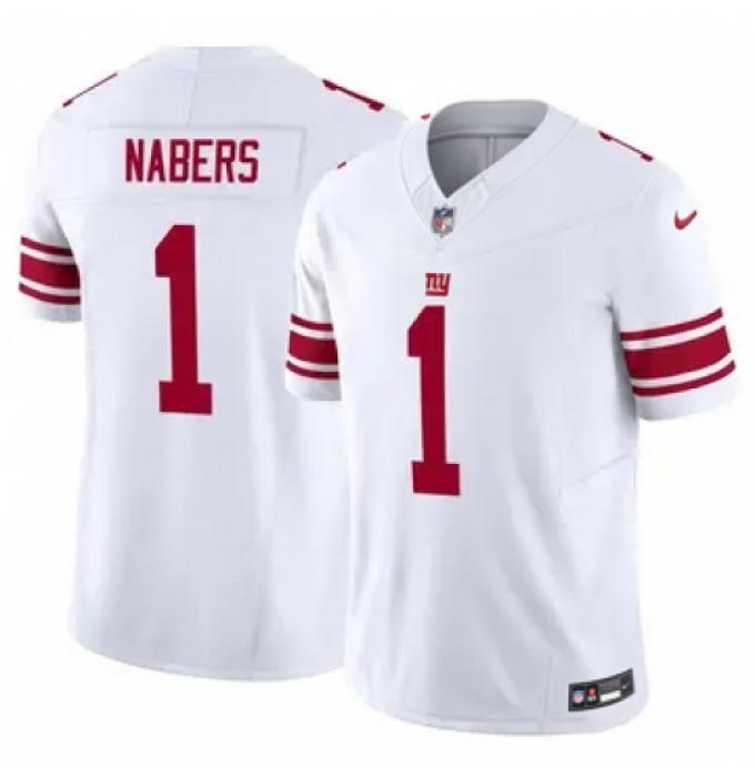 Men's New York Giants #1 Malik Nabers White Vapor Nike Stitched Jersey