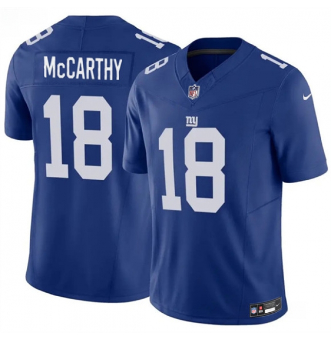 Men's New York Giants #18 J.J. McCarthy Blue 2026 F.U.S.E. Vapor Untouchable Limited Football Stitched Jersey