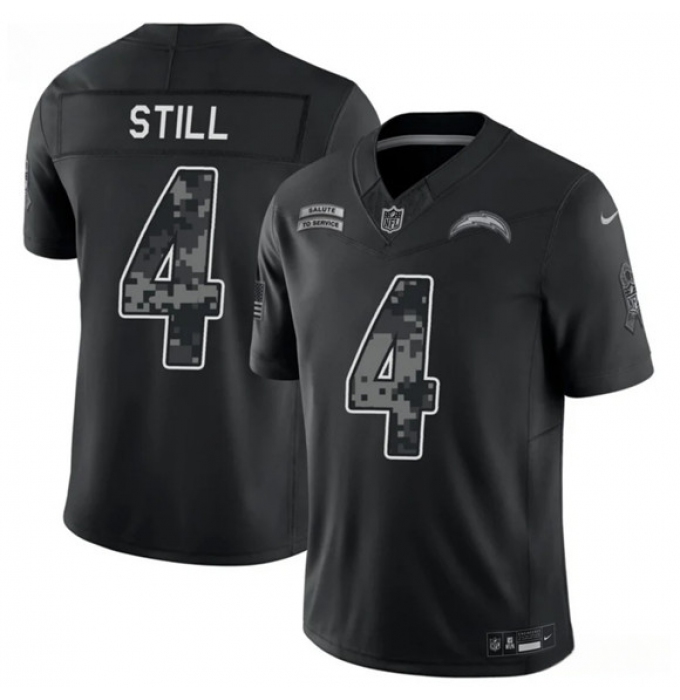 Men's Los Angeles Chargers #4 Tarheeb Still Black 2026 F.U.S.E. Salute to Service Limited Football Stitched Jersey