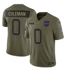 Men's Buffalo Bills #0 Keon Coleman Olive 2025 Salute to Service Limited Football Stitched Jersey