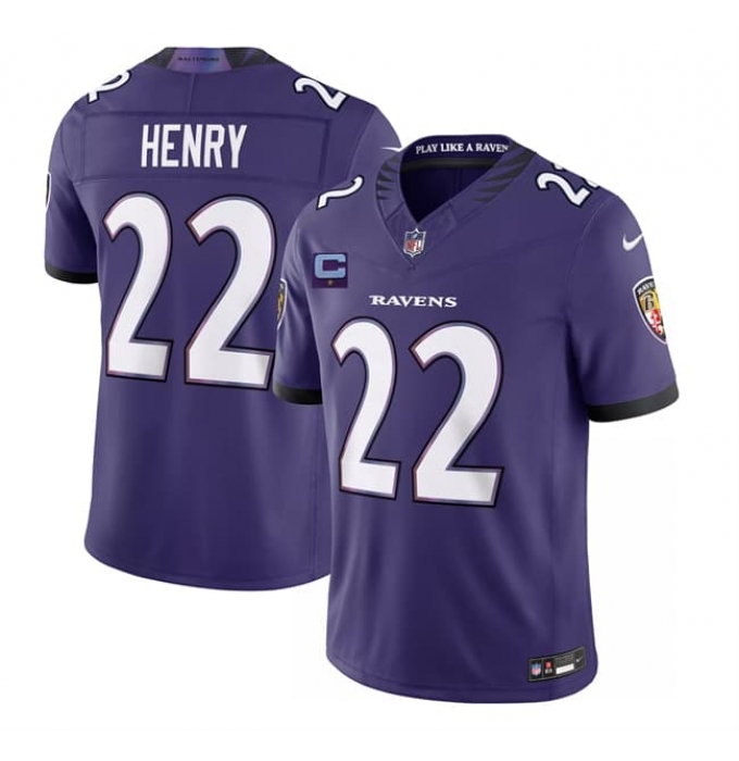 Men's Baltimore Ravens #22 Derrick Henry Purple 2026 With 1-Star C F.U.S.E. Vapor Limited Football Stitched Jersey