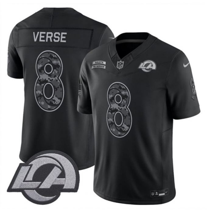 Men's Los Angeles Rams #8 Jared Verse Black 2026 F.U.S.E. Salute to Service Limited Football Stitched Jersey