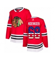 Youth Chicago Blackhawks #68 Slater Koekkoek Authentic Red USA Flag Fashion Hockey Jersey