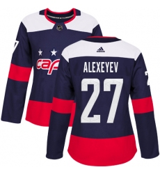 Women's Adidas Washington Capitals #27 Alexander Alexeyev Authentic Navy Blue 2018 Stadium Series NHL Jersey
