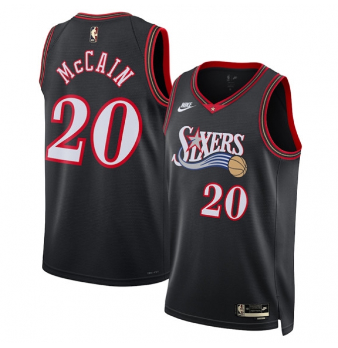Men's Philadelphia 76ers #20 Jared McCain Jared McCain Black 2025 Classic Edition Stitched Jersey