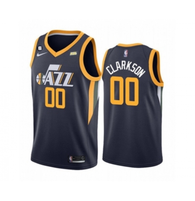 Men's Utah Jazz #00 Jordan Clarkson Navy Icon Edition With No.6 Patch Swingman Stitched Jersey