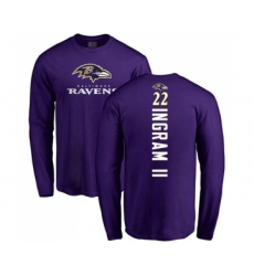 Football Baltimore Ravens #22 Mark Ingram II Purple Backer Long Sleeve T-Shirt