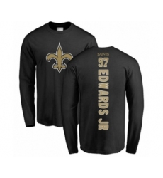 Football New Orleans Saints #97 Mario Edwards Jr Black Backer Long Sleeve T-Shirt