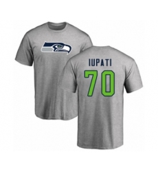 Football Seattle Seahawks #70 Mike Iupati Ash Name & Number Logo T-Shirt