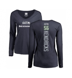 Football Women's Seattle Seahawks #56 Mychal Kendricks Navy Blue Backer Long Sleeve T-Shirt