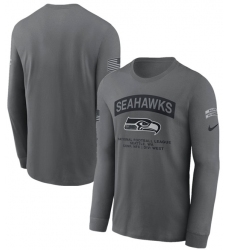 Men's Seattle Seahawks Gray 2026 Salute to Service Long Sleeve T-Shirt