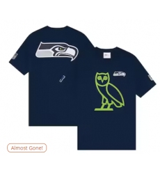 Men's Seattle Seahawks OVO x NFL College Navy OG Owl T-Shirt