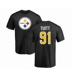 Football Pittsburgh Steelers #91 Stephon Tuitt Black Name & Number Logo T-Shirt
