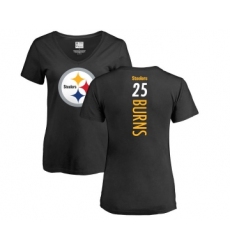 Football Women's Pittsburgh Steelers #25 Artie Burns Black Backer Slim Fit T-Shirt