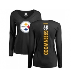 Football Women's Pittsburgh Steelers #68 L.C. Greenwood Black Backer Slim Fit Long Sleeve T-Shirt