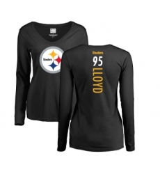 Football Women's Pittsburgh Steelers #95 Greg Lloyd Black Backer Slim Fit Long Sleeve T-Shirt
