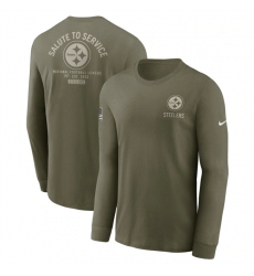 Men's Pittsburgh Steelers Olive 2025 Salute to Service Sideline Long Sleeve T-Shirt