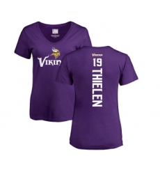 Football Women's Minnesota Vikings #19 Adam Thielen Purple Backer Slim Fit T-Shirt