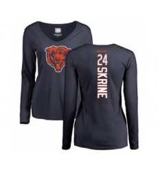 Football Women's Chicago Bears #24 Buster Skrine Navy Blue Backer Long Sleeve T-Shirt