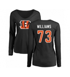 Football Women's Cincinnati Bengals #73 Jonah Williams Black Name & Number Logo Long Sleeve T-Shirt